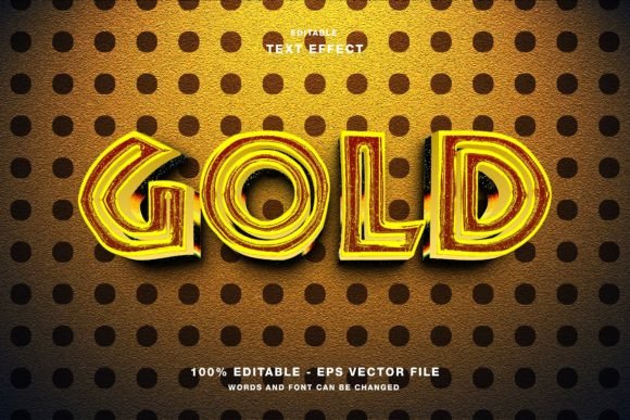 Gold Glossy 3D Editable Text Effect